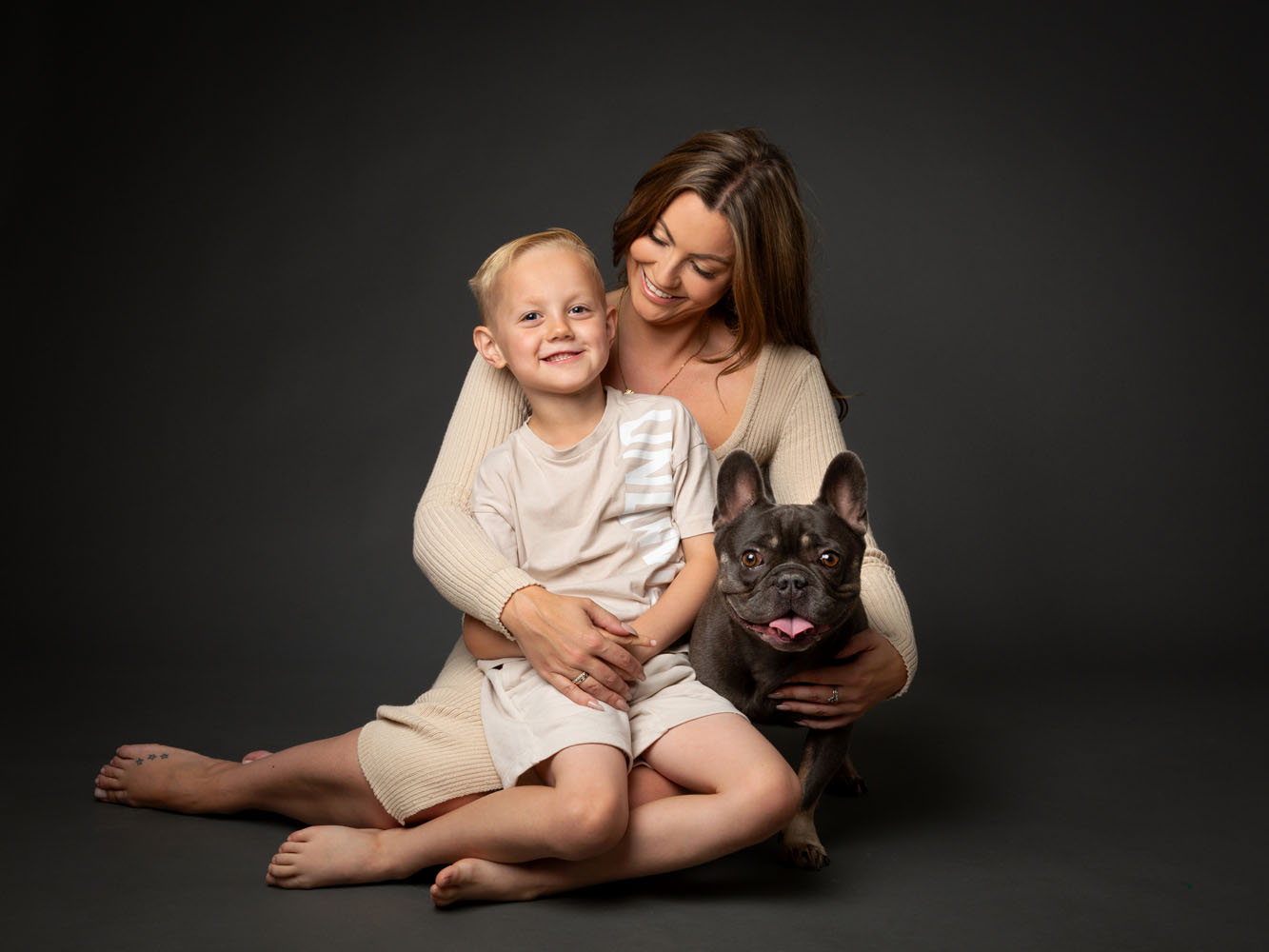 Mother, Son And Bulldog, family photograph